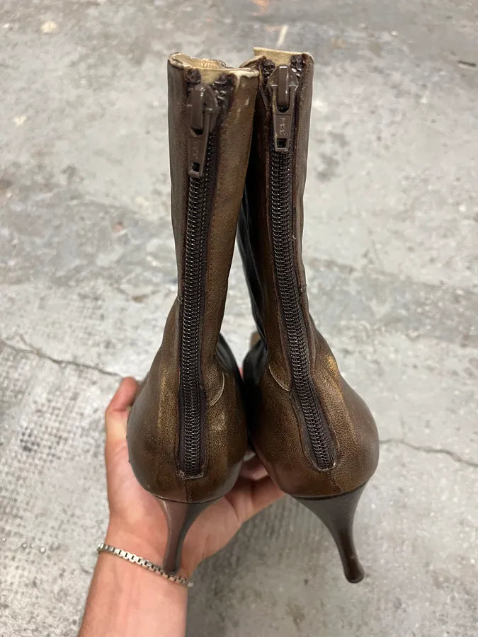 Plein Sud Brown Signature Staples Heels Boots (38eu/us5.5) EcYmjqT 8