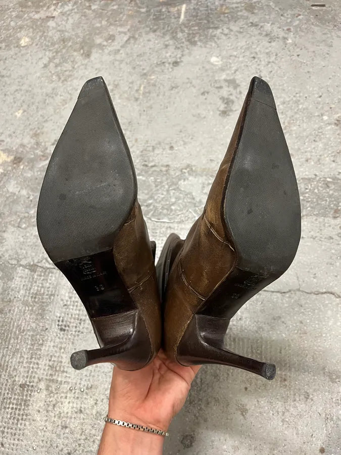 Plein Sud Brown Signature Staples Heels Boots (38eu/us5.5) EcYmjqT 9