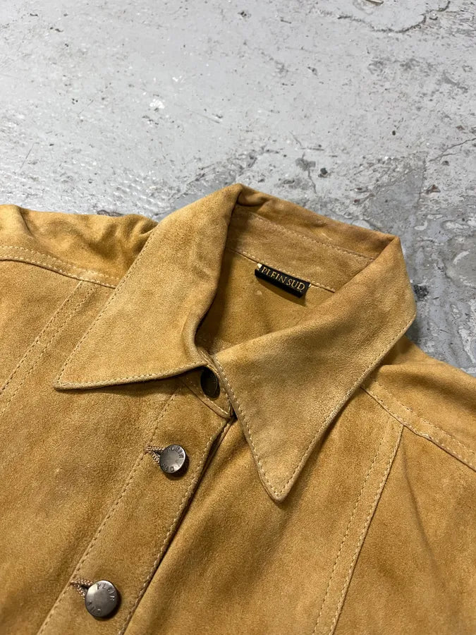 Plein Sud Camel Suede Leather Buttoned Shirt (S/M) JpKTolp 2