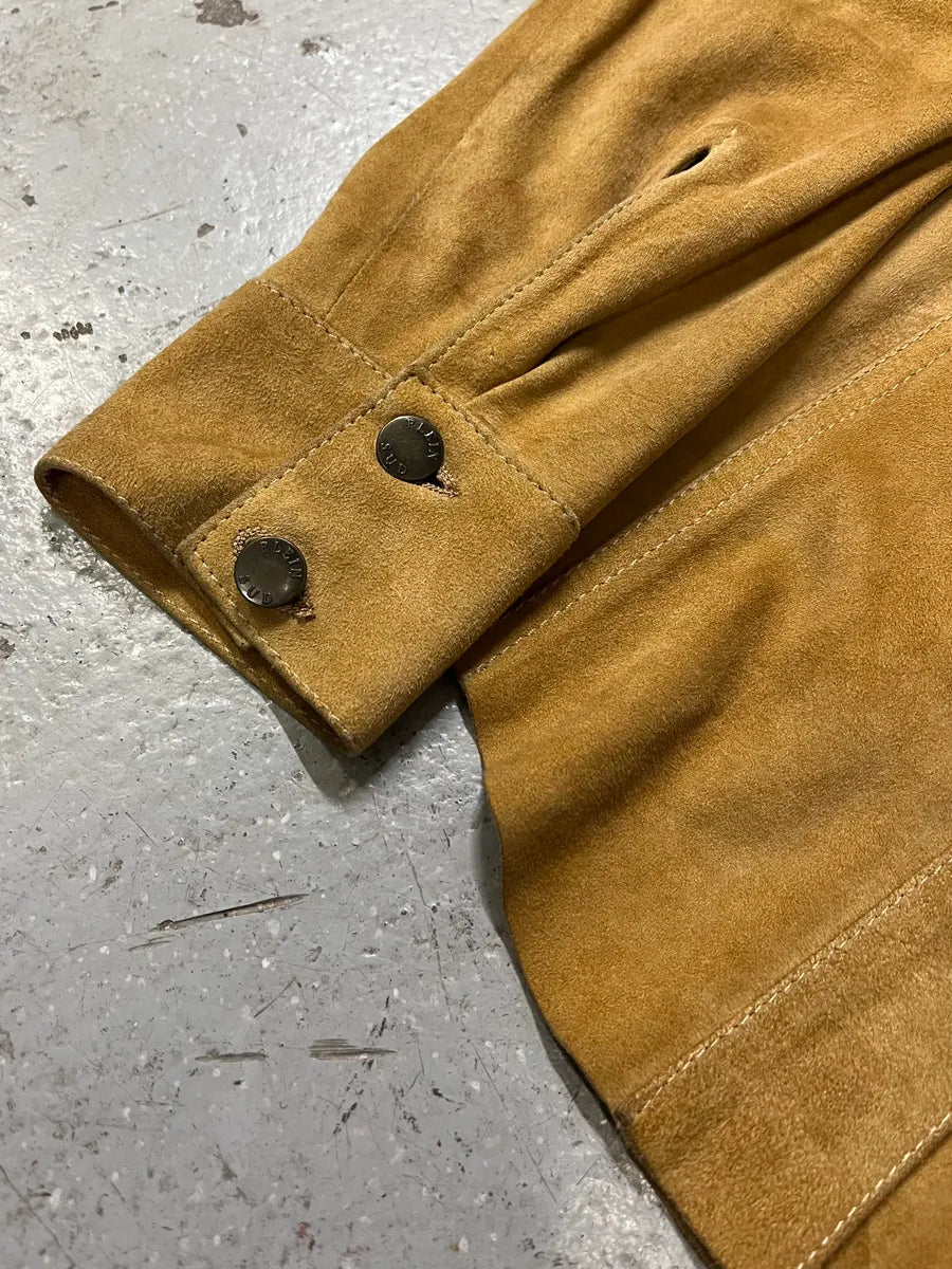 Plein Sud Camel Suede Leather Buttoned Shirt (S/M) JpKTolp 3