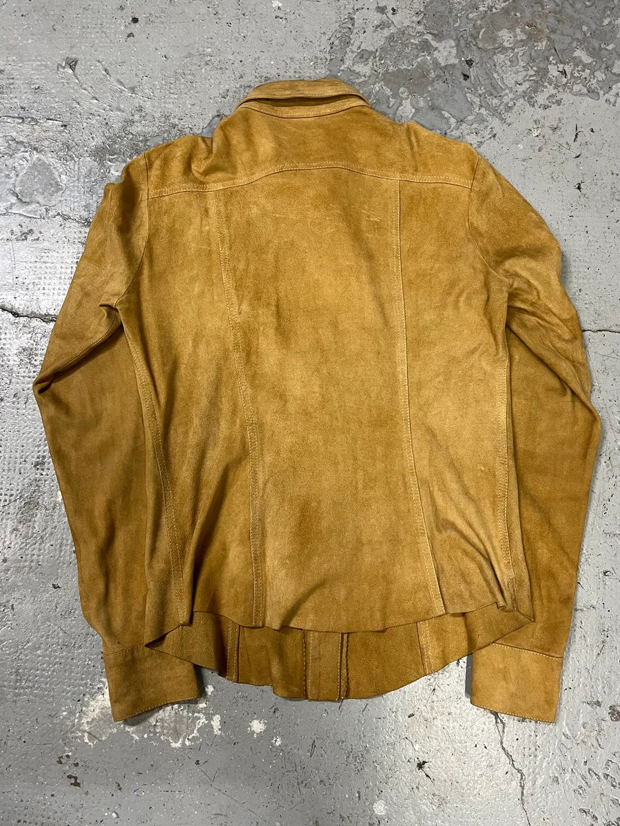 Plein Sud Camel Suede Leather Buttoned Shirt (S/M) JpKTolp 4