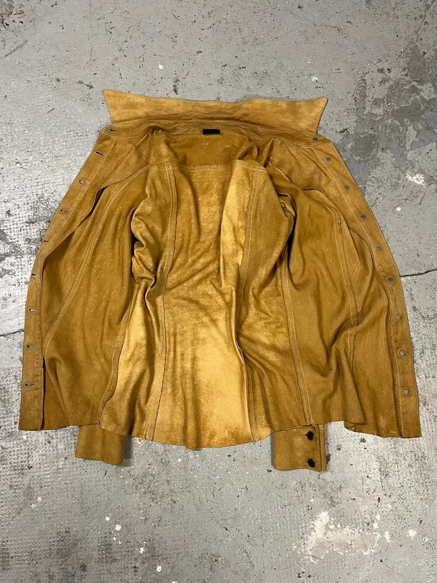 Plein Sud Camel Suede Leather Buttoned Shirt (S/M) JpKTolp 5