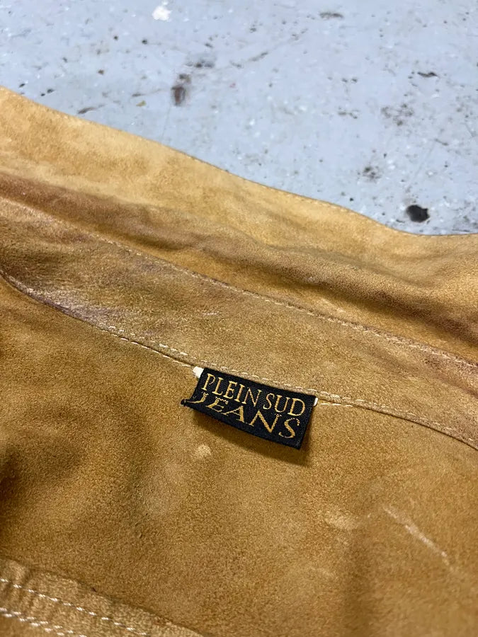 Plein Sud Camel Suede Leather Buttoned Shirt (S/M) JpKTolp 6