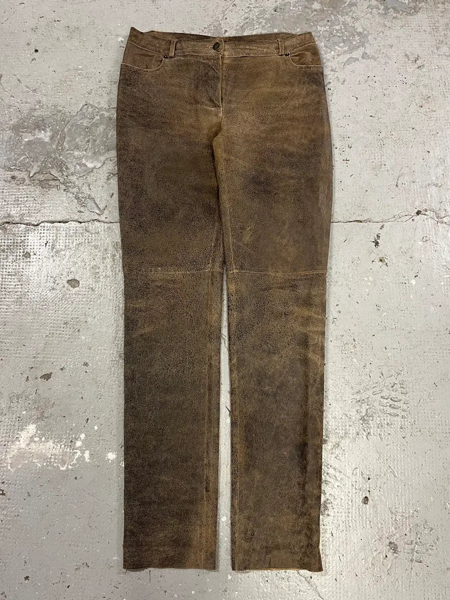 Plein Sud Distressed Leather Pants (S/M) jdhvzoH 0