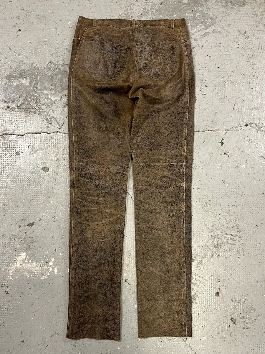 Plein Sud Distressed Leather Pants (S/M) jdhvzoH 1