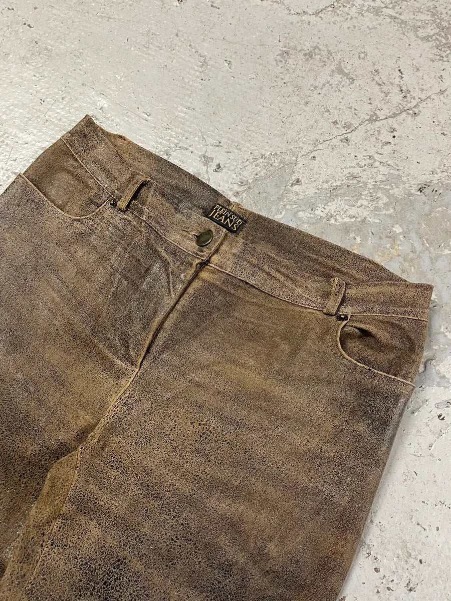 Plein Sud Distressed Leather Pants (S/M) jdhvzoH 5