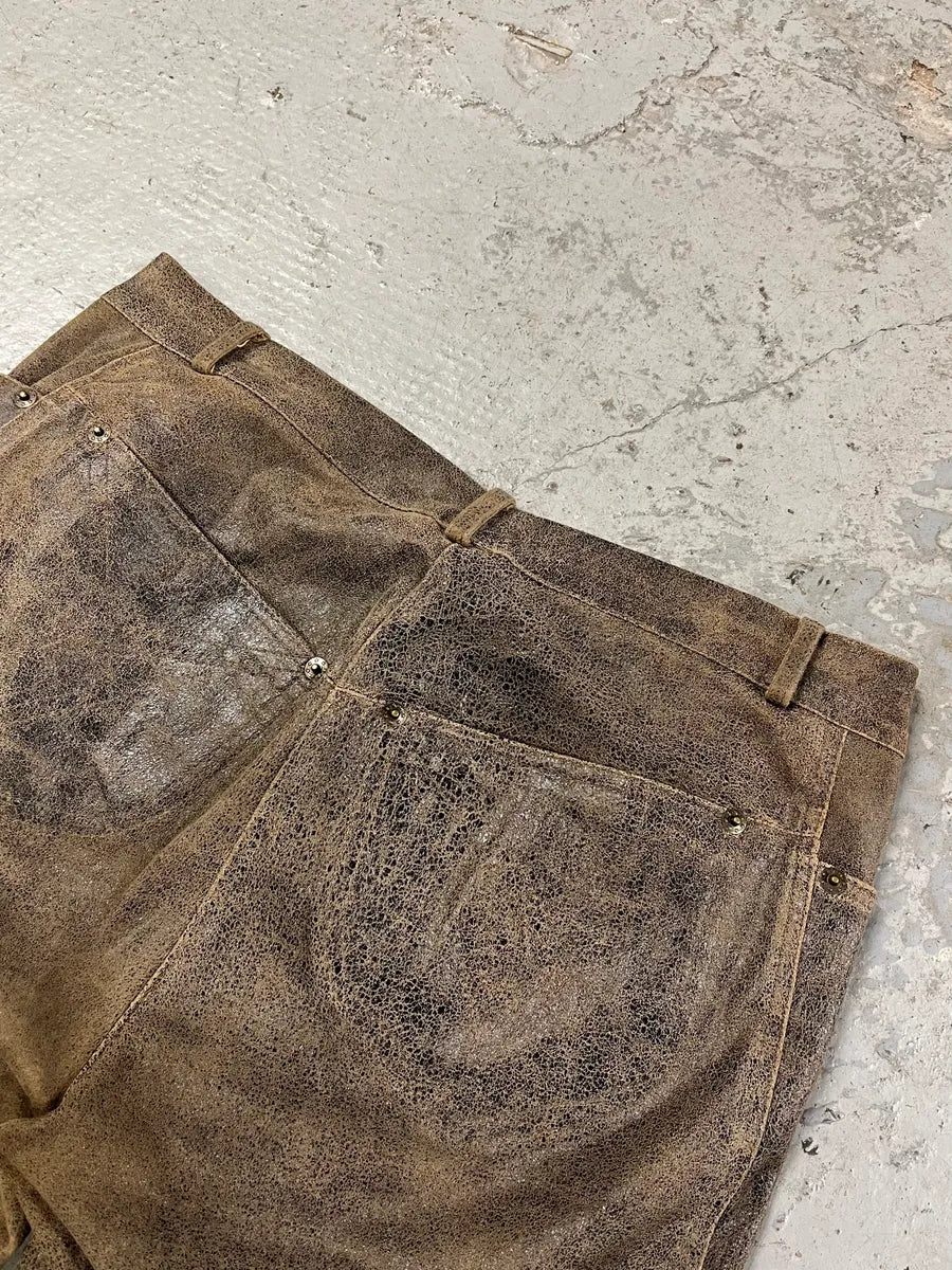 Plein Sud Distressed Leather Pants (S/M) jdhvzoH 6