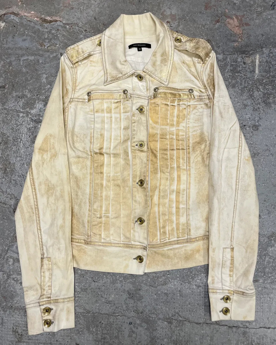 Plein Sud Golden White Denim Jacket (S) ngVFAff 0