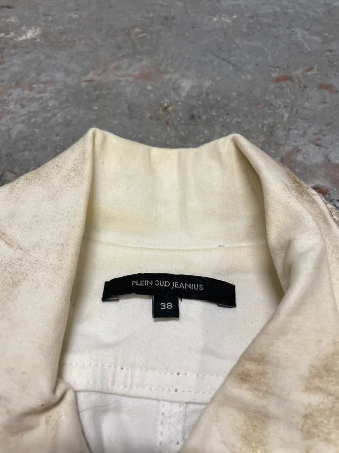 Plein Sud Golden White Denim Jacket (S) ngVFAff 7
