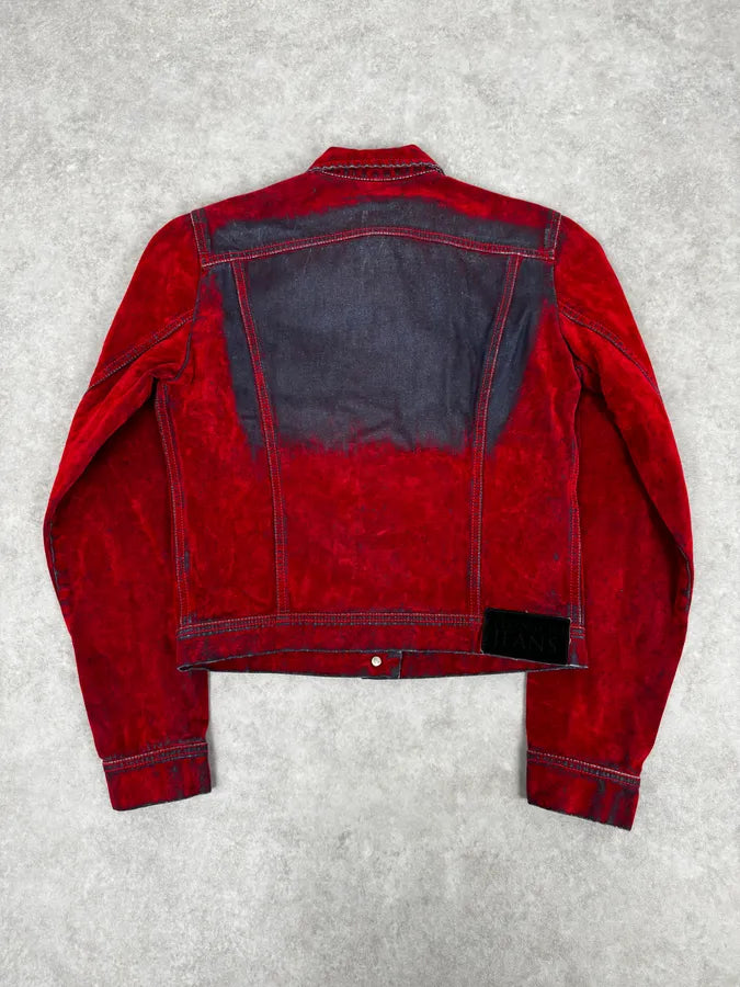 Plein Sud Red & Blue Gradient Velvet Denim Trucker Jacket MkufsVm 3