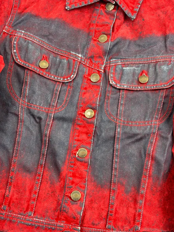 Plein Sud Red Corduroy Contrast Denim Jacket umJQvkK 8