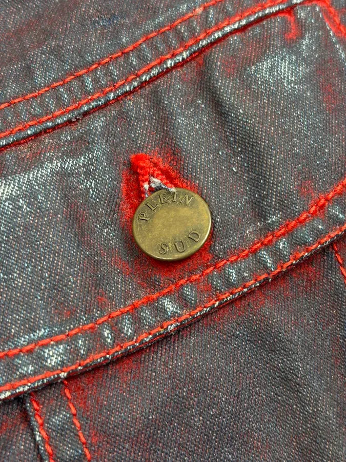Plein Sud Red Corduroy Contrast Denim Jacket umJQvkK 9