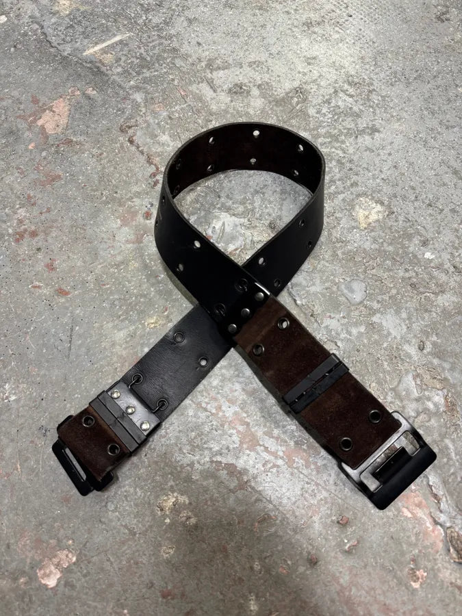 Plein Sud Utility Suede Brown Leather Belt (OS) 0