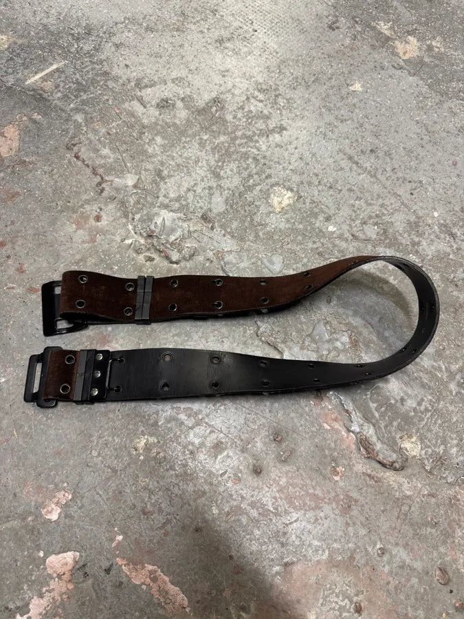 Plein Sud Utility Suede Brown Leather Belt (OS) 1