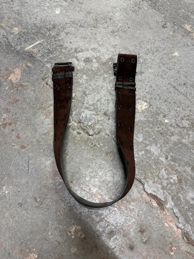 Plein Sud Utility Suede Brown Leather Belt (OS) 2