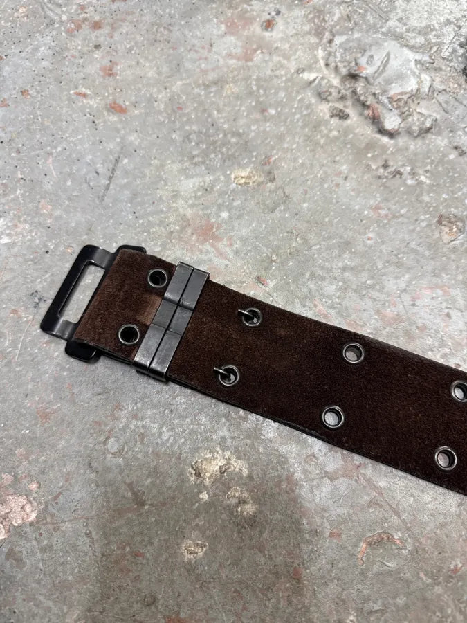 Plein Sud Utility Suede Brown Leather Belt (OS) 4