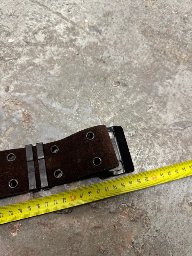 Plein Sud Utility Suede Brown Leather Belt (OS) 5