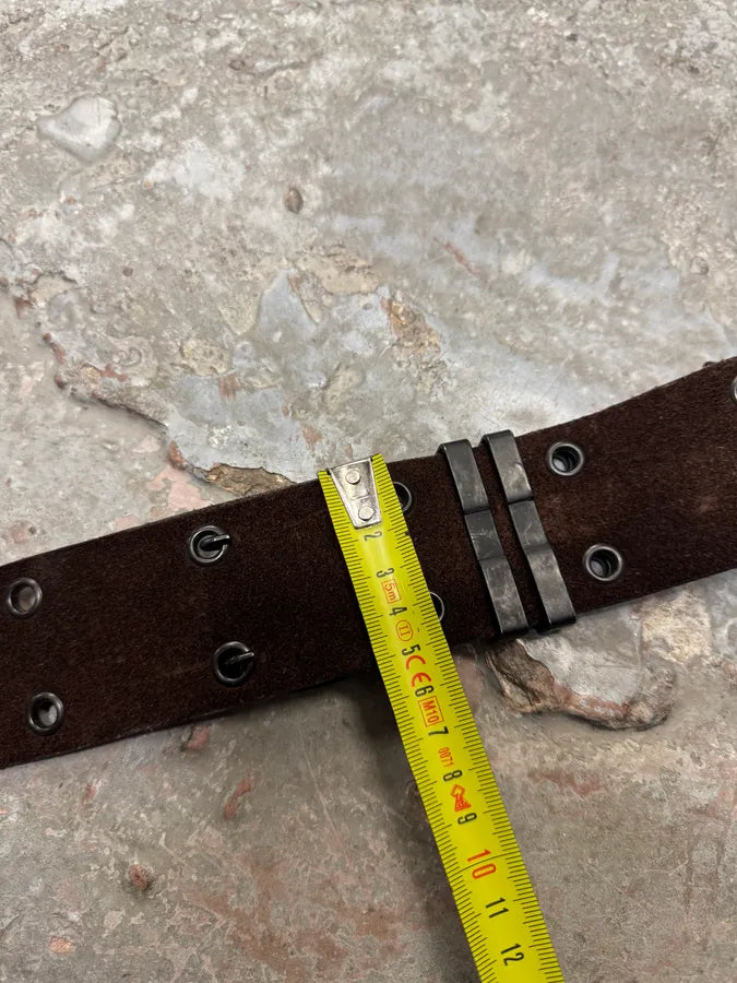 Plein Sud Utility Suede Brown Leather Belt (OS) 6