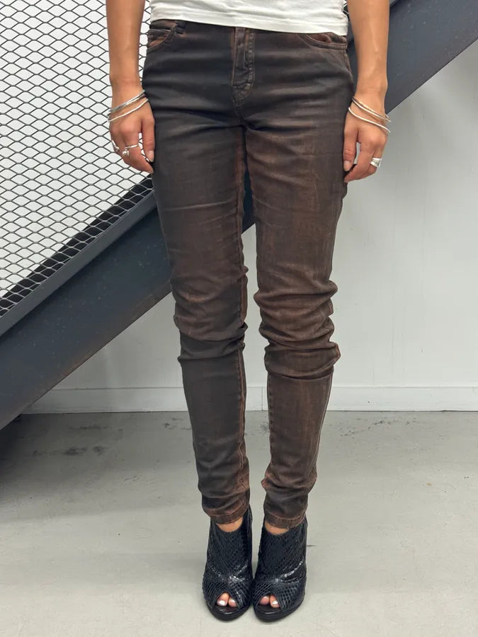 Plein Sud Waxed Burnt Copper Skinny Jeans lEHddYe 2