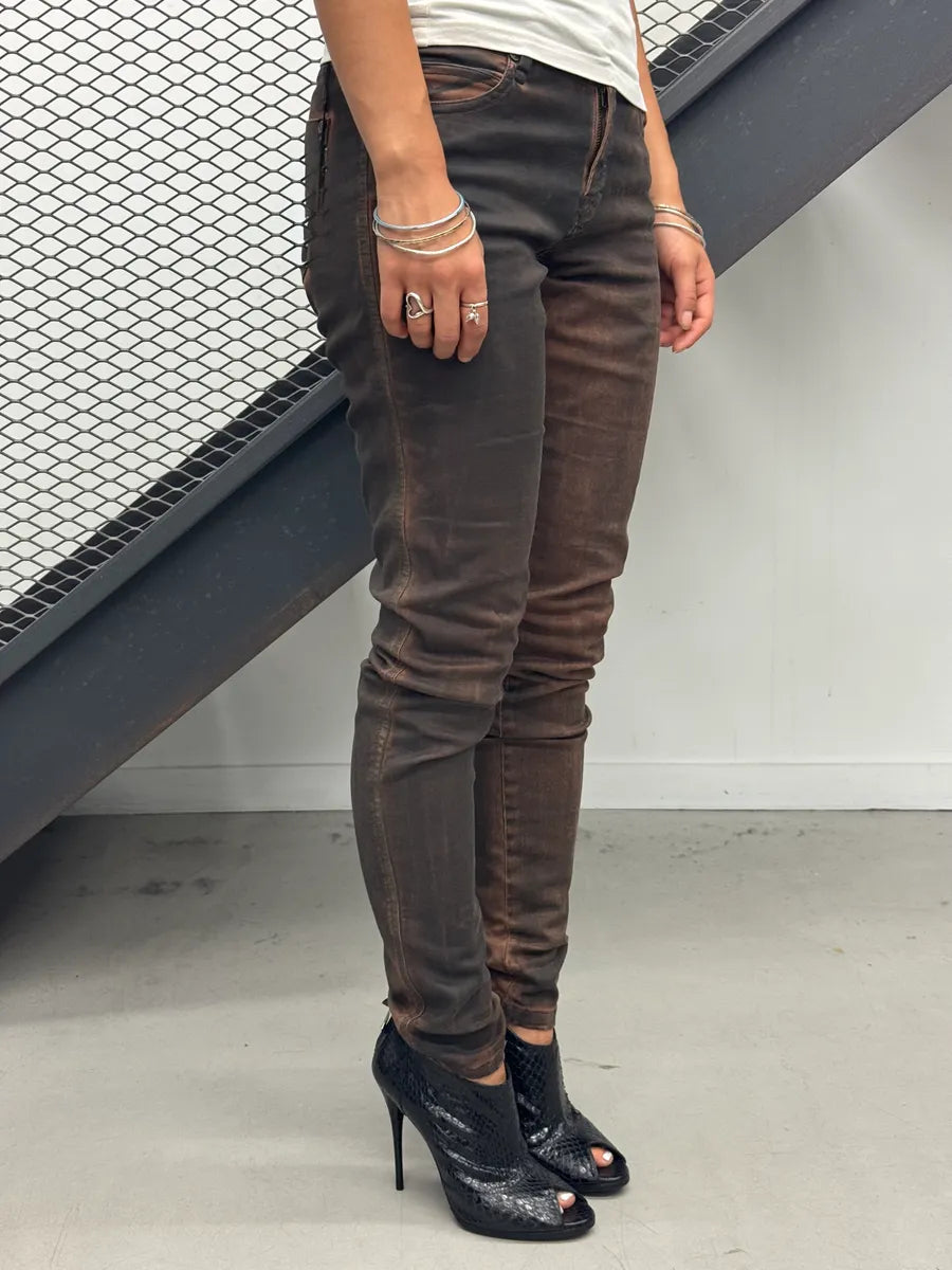 Plein Sud Waxed Burnt Copper Skinny Jeans lEHddYe 3