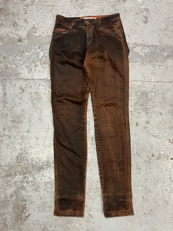 Plein Sud Waxed Burnt Copper Skinny Jeans lEHddYe 0