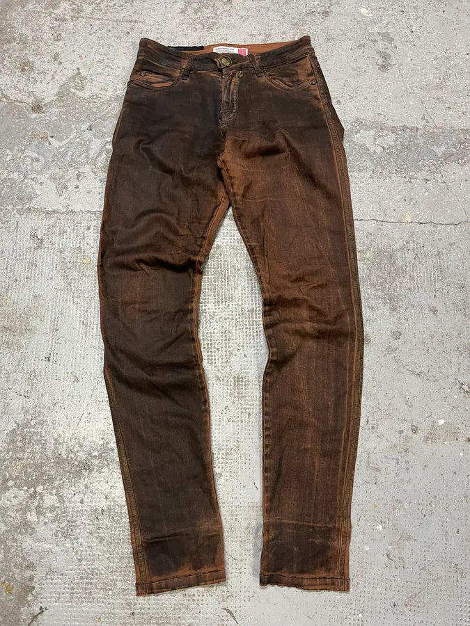 Plein Sud Waxed Burnt Copper Skinny Jeans lEHddYe 1