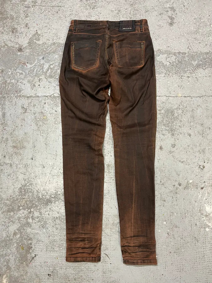 Plein Sud Waxed Burnt Copper Skinny Jeans lEHddYe 4