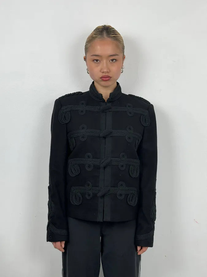 Polo Ralph Lauren Black Wool Military Blazer Officer Napoleon Jacket wnscDQr 0