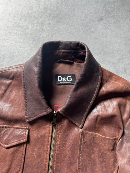 2000s Dolce & Gabbana Bordeaux Cargo Lamb Leather Jacket (XL) - 9