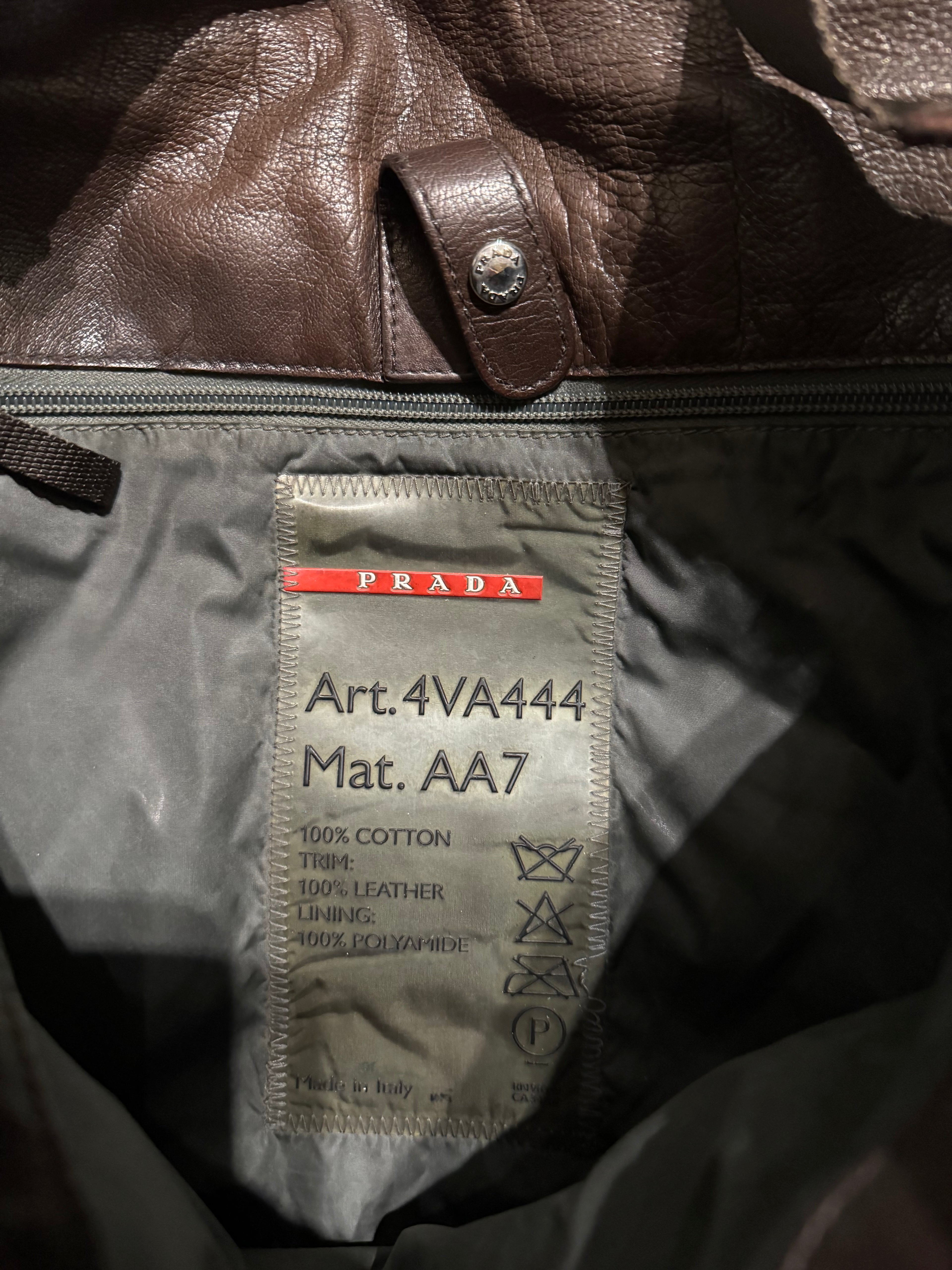 2000s Prada Linea Rossa Brown Leather Distressed Shoulder Bag (OS) - 11