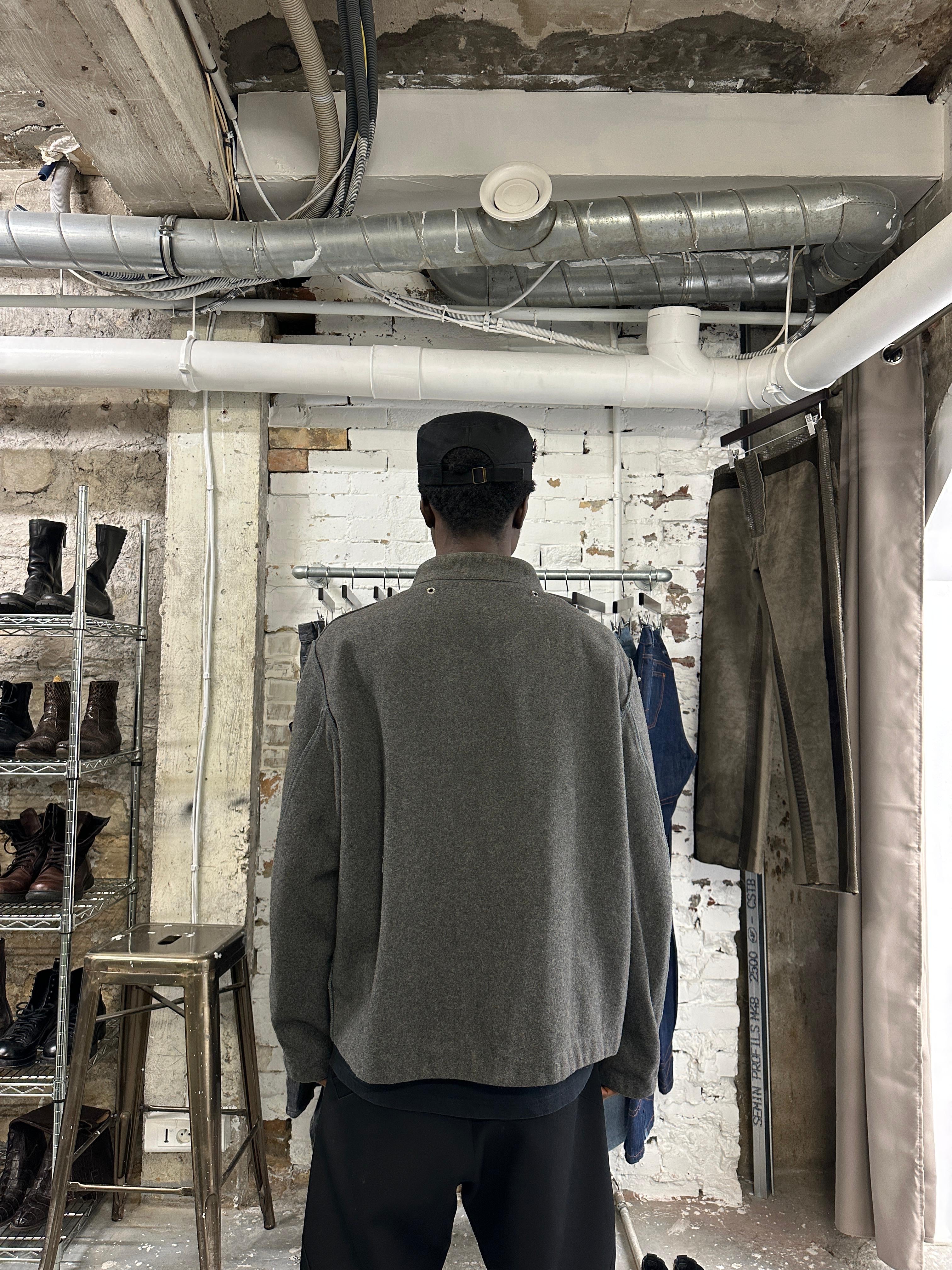 1990s Stone Island Grey Reversed Effect Mao Jacket (M) - 11