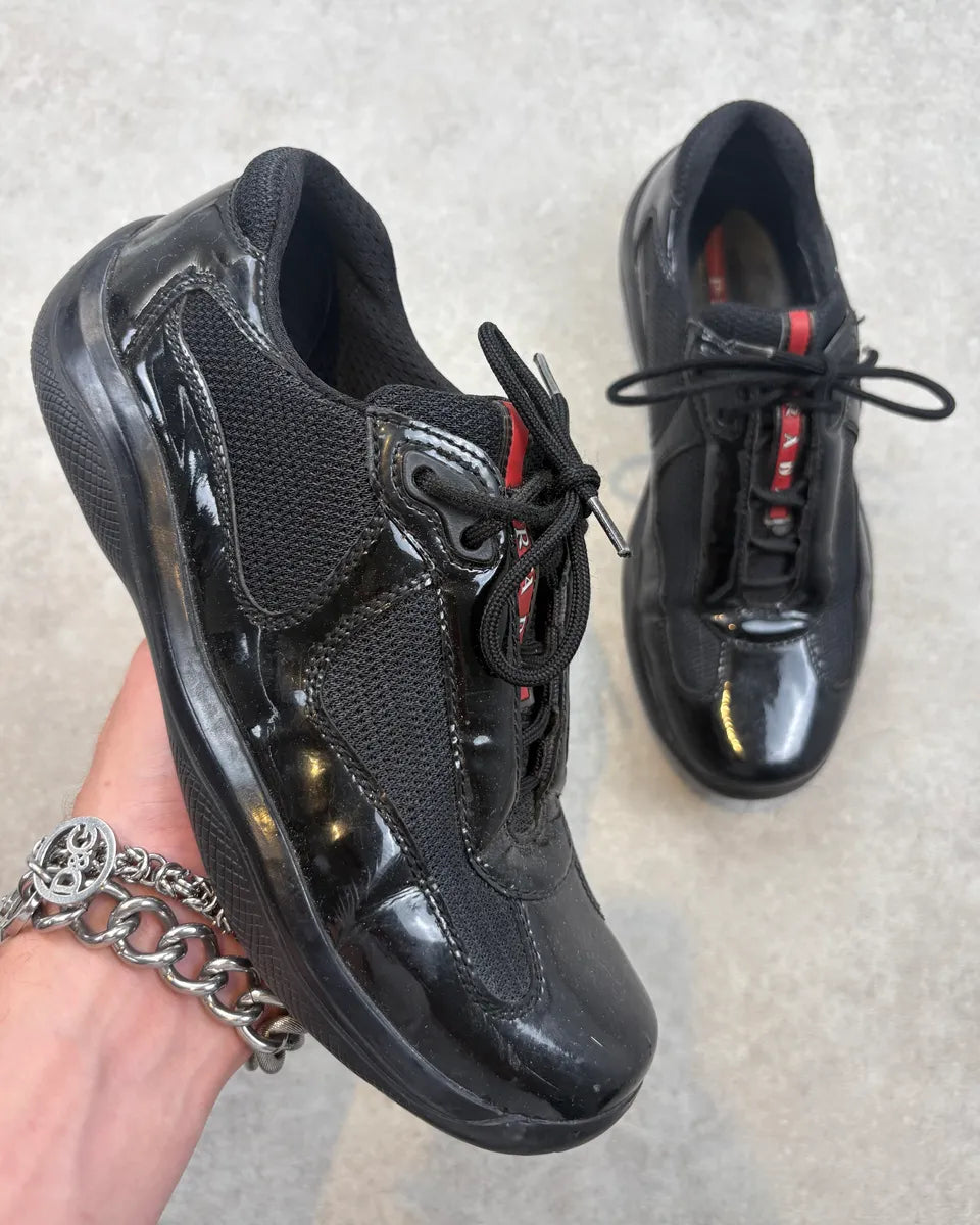 Prada Americas Cup Black Leather Sneakers RqZsmHt 0
