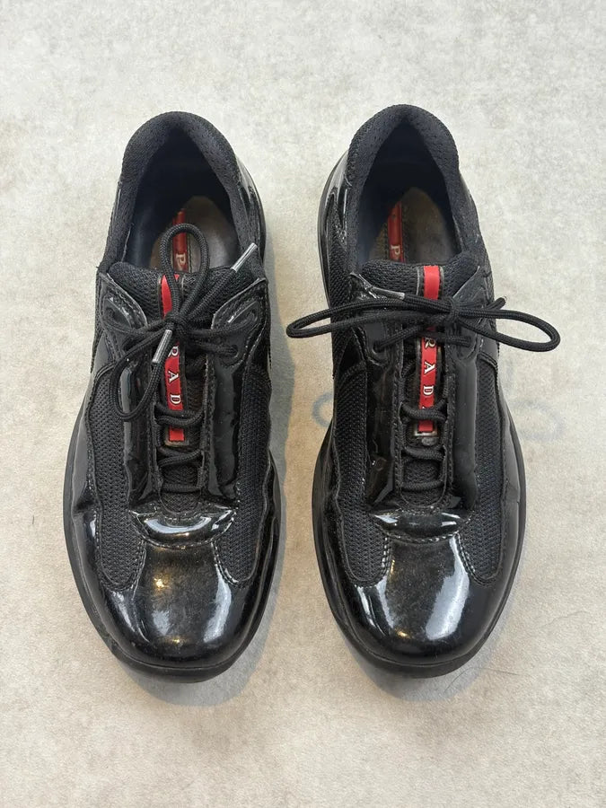 Prada Americas Cup Black Leather Sneakers RqZsmHt 1