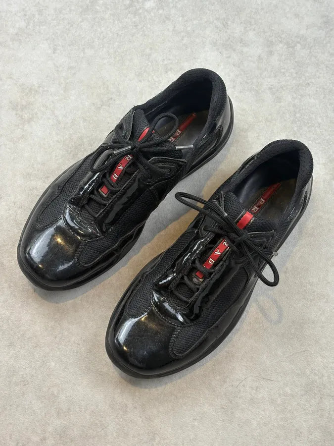 Prada Americas Cup Black Leather Sneakers RqZsmHt 2