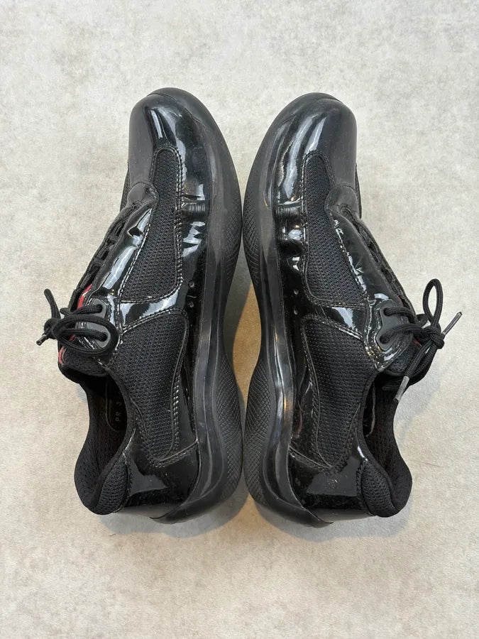 Prada Americas Cup Black Leather Sneakers RqZsmHt 3