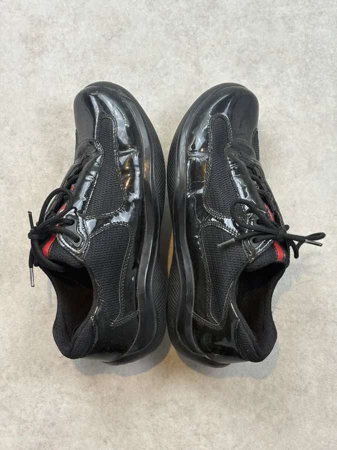 Prada Americas Cup Black Leather Sneakers RqZsmHt 4