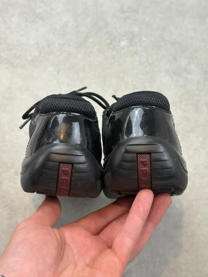 Prada Americas Cup Black Leather Sneakers RqZsmHt 5