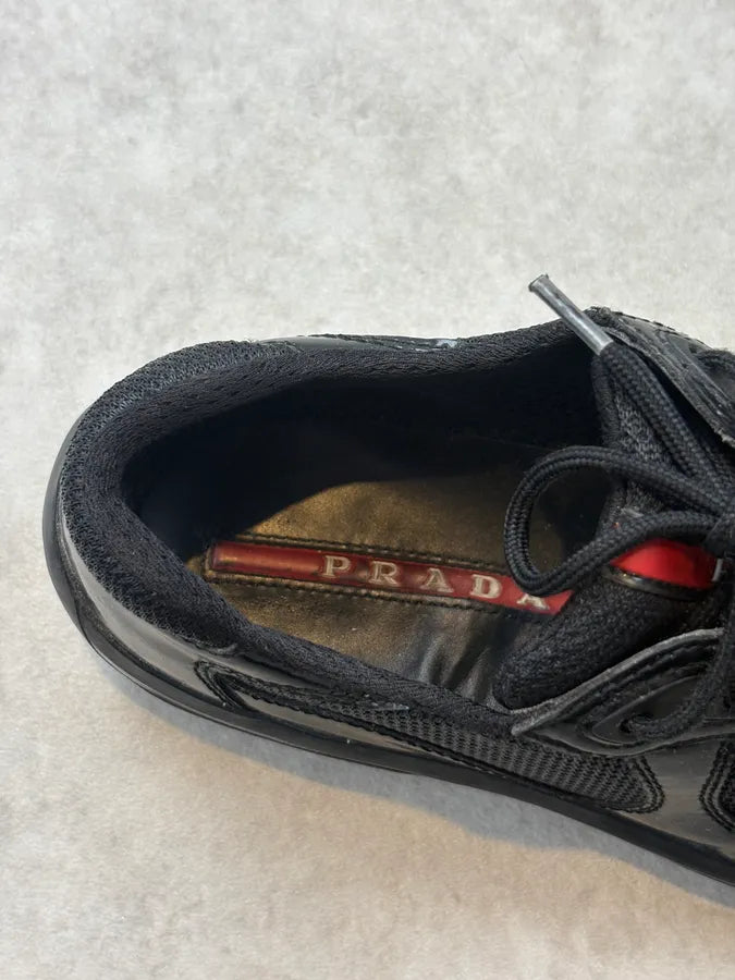 Prada Americas Cup Black Leather Sneakers RqZsmHt 6