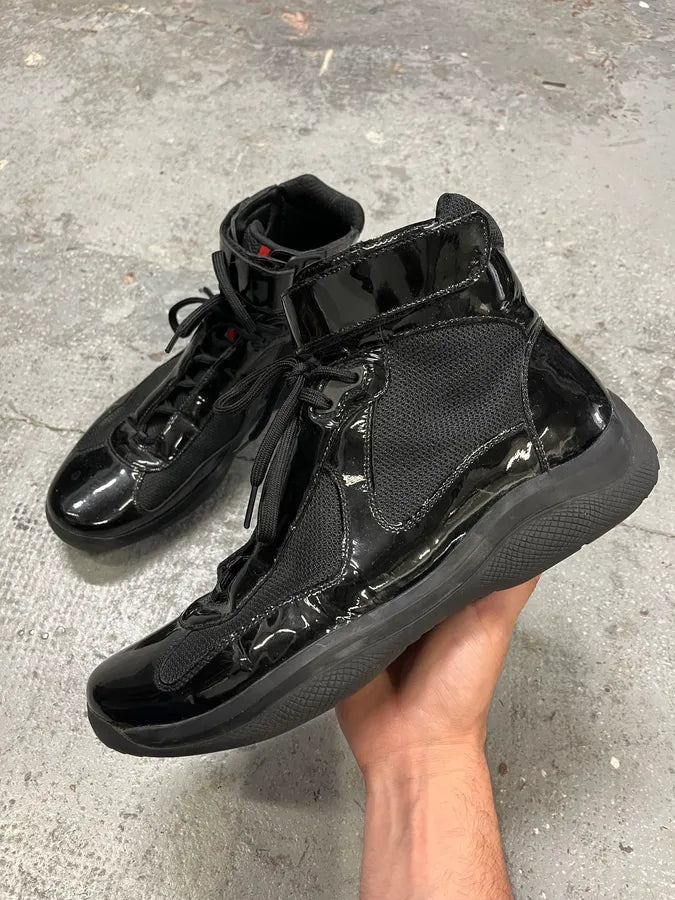 Prada America’s Cup Black Satin High Sneakers (43.5eu/us9.5) dlbarMa 0
