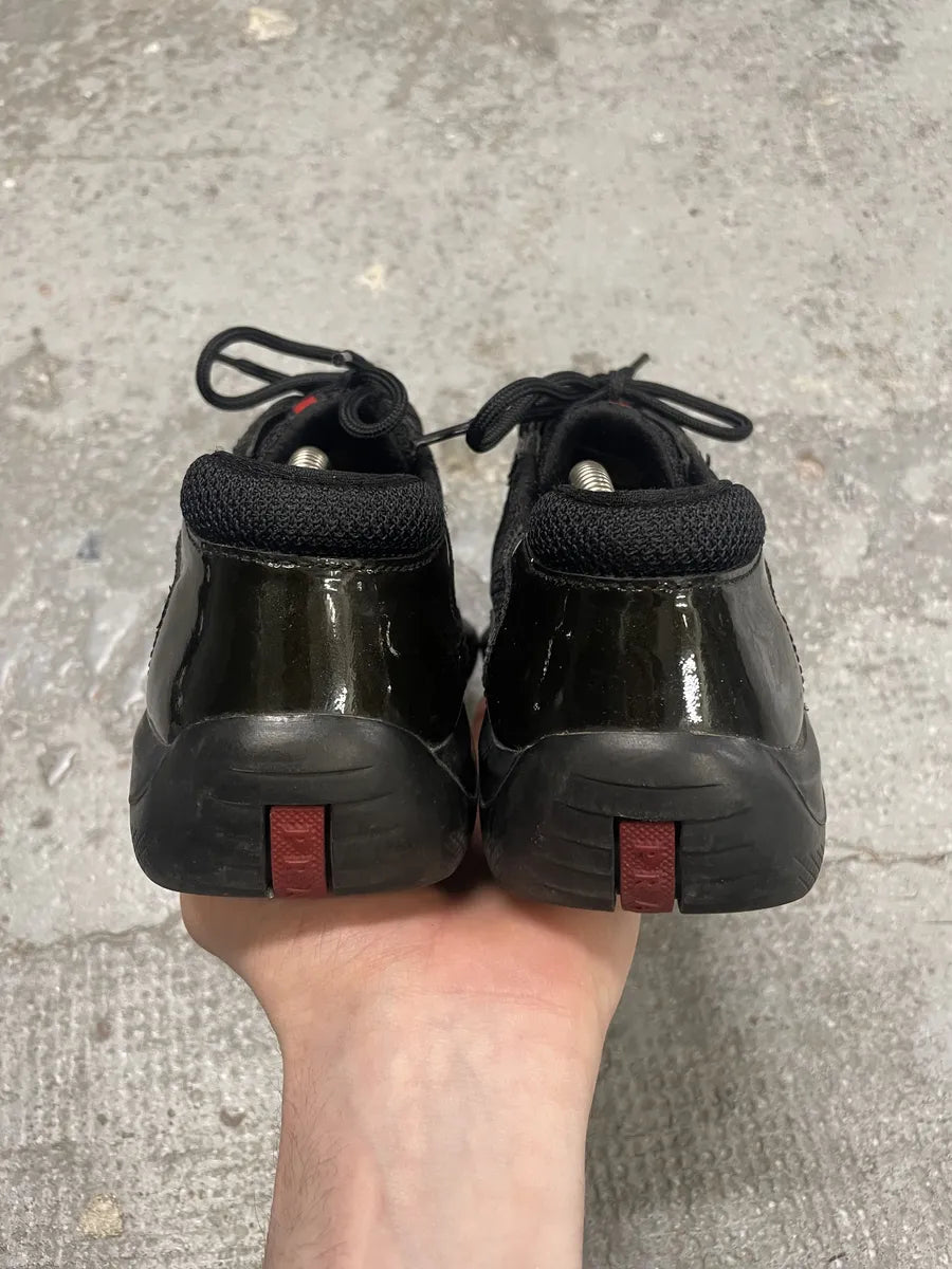 Prada Americas Cup Dark Olive Satin Shoes XqwqkTG 2