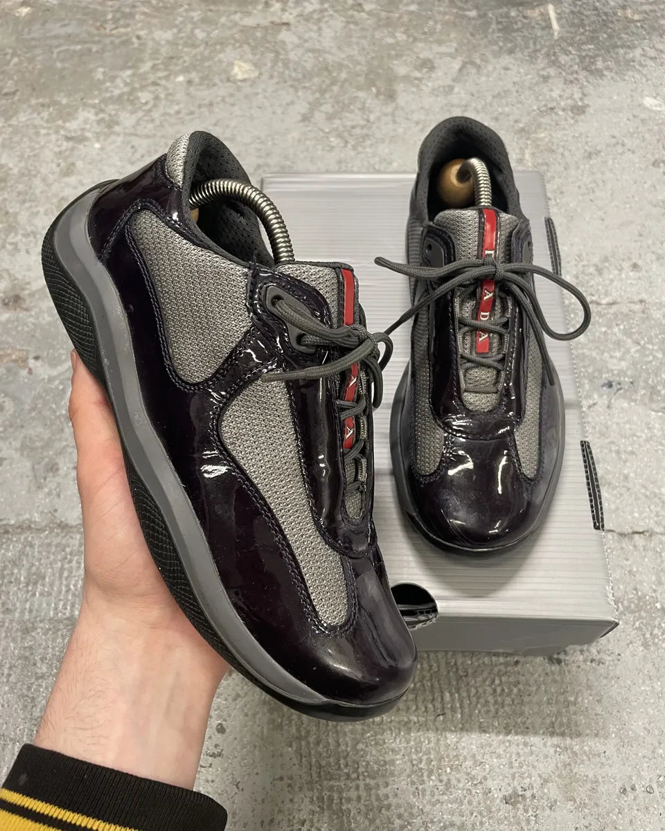 Prada Americas Cup Dark Satin Purple Shoes jQcSRWF 0