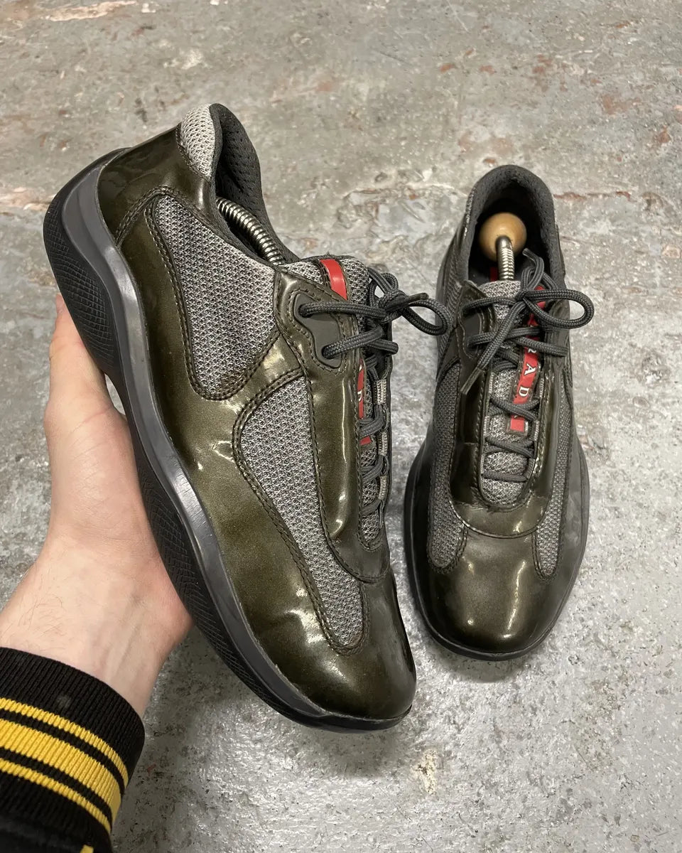Prada Americas Cup Olive Satin Shoes (39.5eu/us6.5) PTiSpLO 0