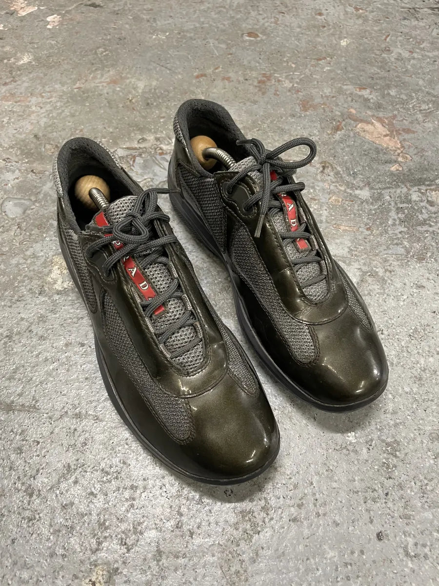 Prada Americas Cup Olive Satin Shoes (39.5eu/us6.5) PTiSpLO 7