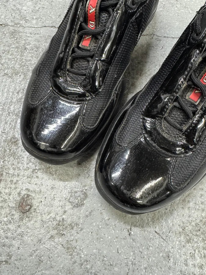 Prada America’s Cup Satin Black Leather Sneakers (38eu/us5.5) odRdOhB 2