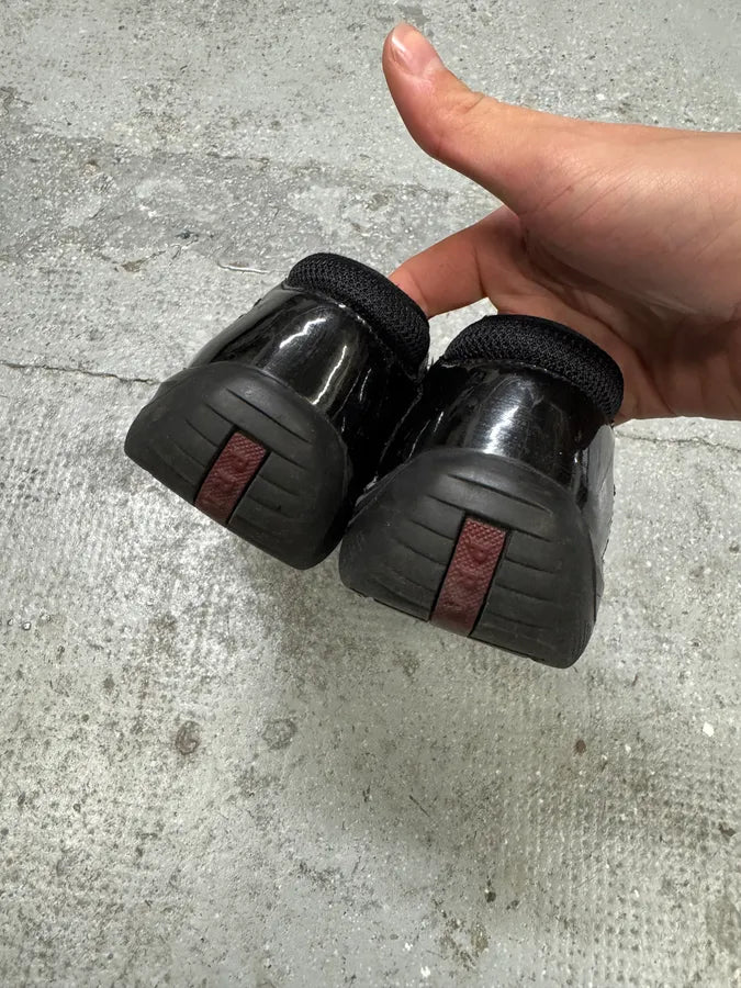 Prada America’s Cup Satin Black Leather Sneakers (38eu/us5.5) odRdOhB 3