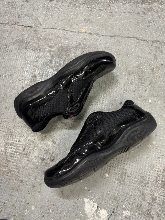 Prada America’s Cup Satin Black Leather Sneakers (38eu/us5.5) odRdOhB 4