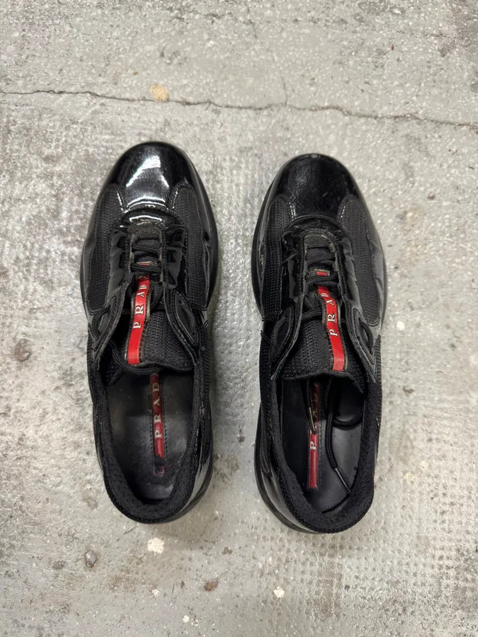 Prada America’s Cup Satin Black Leather Sneakers (38eu/us5.5) odRdOhB 6