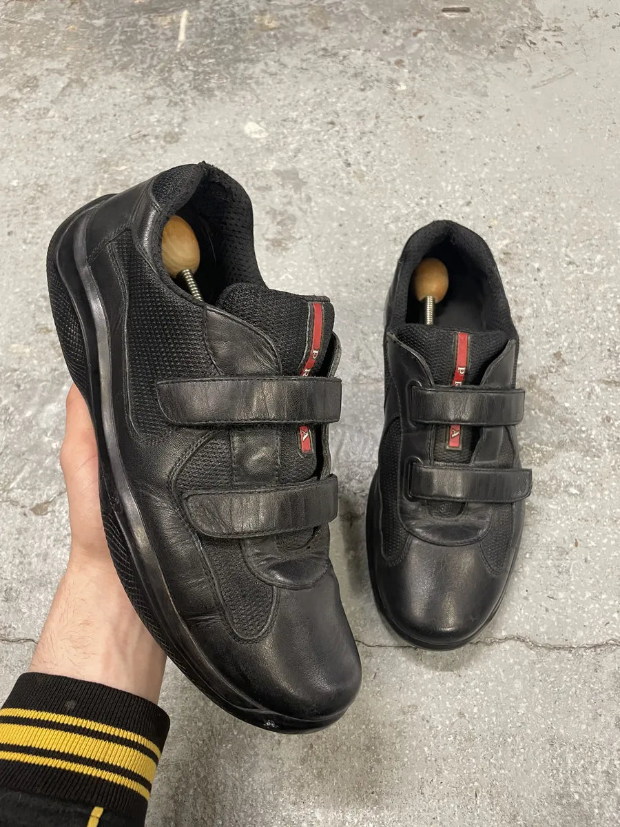 Prada Americas Cup Scratch Black Leather Low Sneakers (42.5eu/us9) yQFHxWK 0