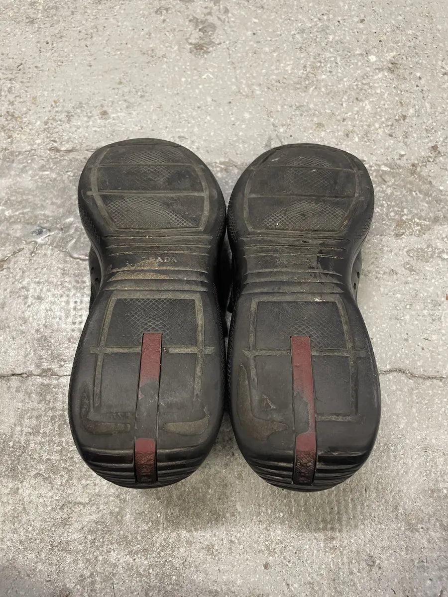 Prada Americas Cup Scratch Black Leather Low Sneakers (42.5eu/us9) yQFHxWK 8