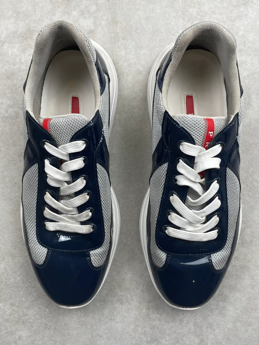 Prada Americas Cup White Blue Satin Sneakers nLzkEpU 1